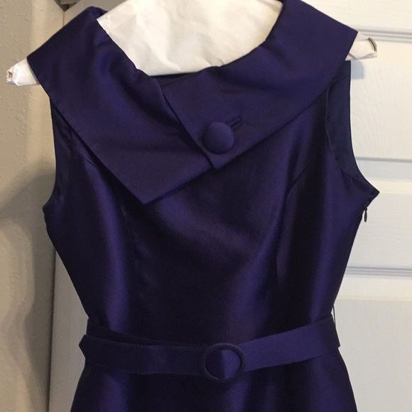 Tahari plum wool/silk sleeveless dress Sz 6 - Picture 2 of 6